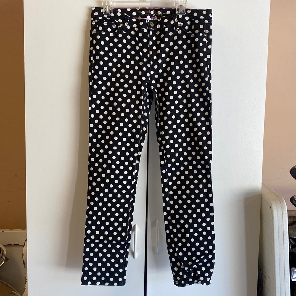kate spade Black Polka Dot Straight Leg Jeans